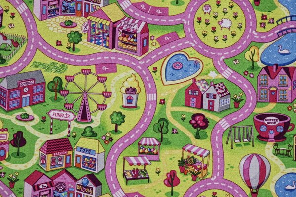 Vopi, Koberec metráž cesty Sweet Town - neúčtujeme odrezky z role, na mieru, šíře 2m,3m,4m,na mieru, neúčtujeme odrezky, viacfarebná, filc, detská izba