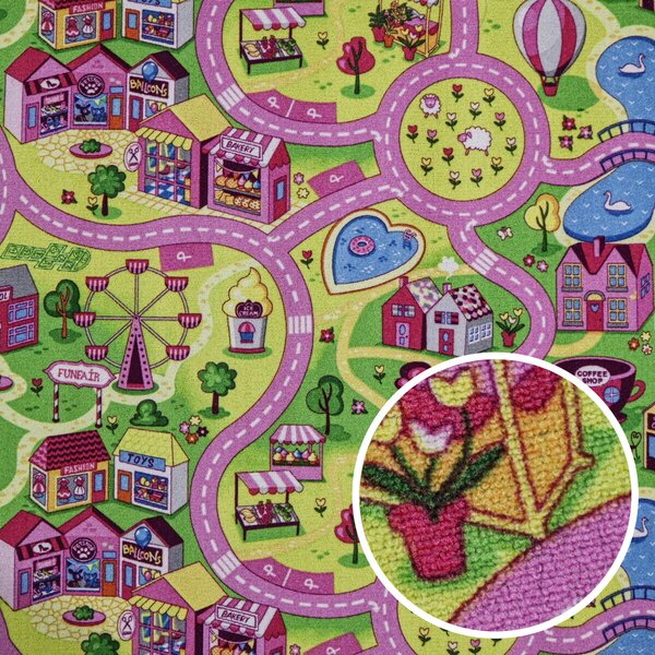 Vopi, Koberec metráž cesty Sweet Town - neúčtujeme odrezky z role, na mieru, šíře 2m,3m,4m,na mieru, neúčtujeme odrezky, viacfarebná, filc, detská izba