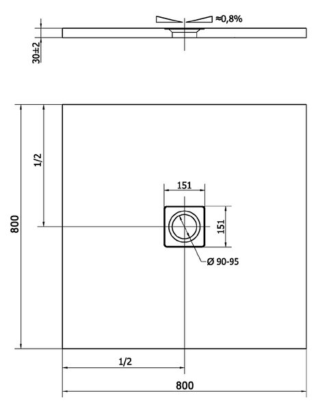 Polysan Polysan, FLEXIA sprchová vanička z liateho mramoru 80x80cm, nastaviteľná veľkosť, 72941