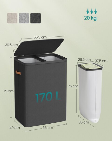 Kôš na bielizeň Daisy Black 2x85l