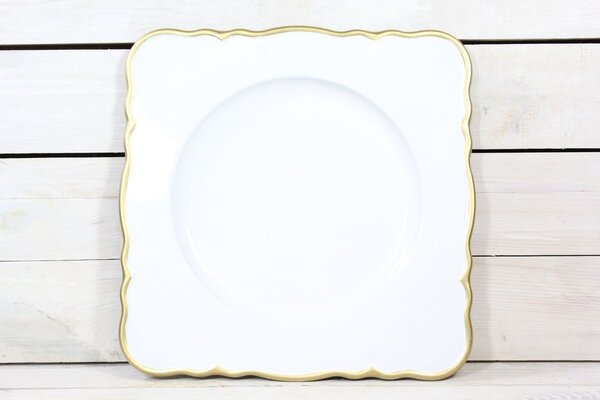 Umelá tácka - bielo-zlatá (32,5x32,5 cm) - moderný štýl