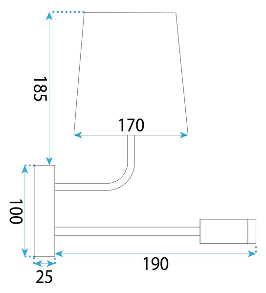 Toolight Toolight, nástenné svietidlo LED 3W+1xE27 APP1610-2W, čierna, OSW-01593