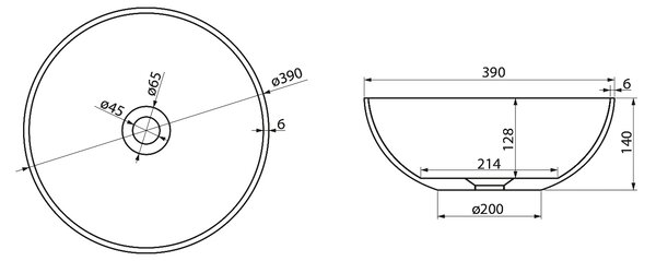 Polysan Polysan, BANERA ROUND umývadlo na dosku, liaty mramor, Ø 39 cm, biela, 14337