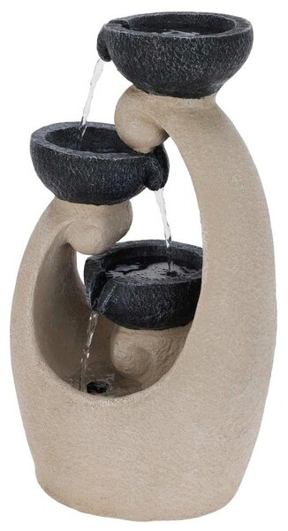 Záhradná fontána s osvetlením Teacup, 26x21x48 cm, polistone, béžová