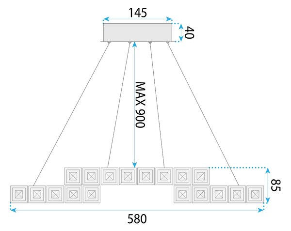 Toolight Toolight, LED krištáľové závesné svietidlo APP1556-CP, chrómová, OSW-05178