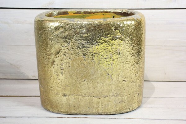 Betónová váza - zlatá (v. 22 cm) - moderný štýl