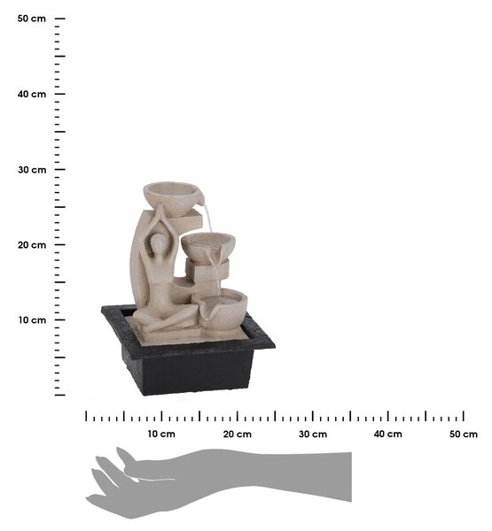 Záhradná fontána s osvetlením Yogi3, 21,5x18x28,5 cm, polistone, béžová