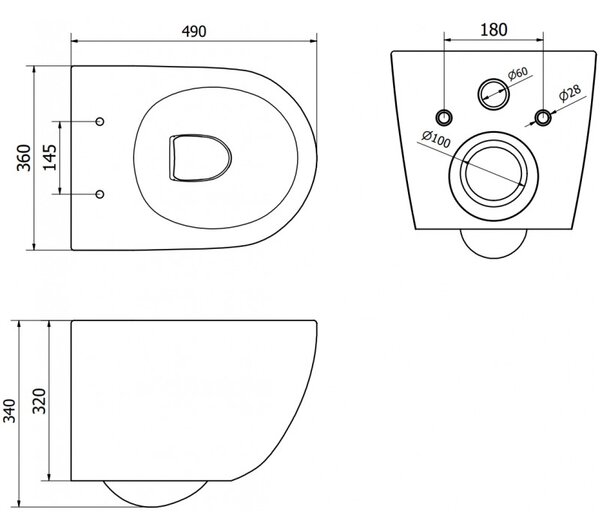 Mexen Lena, závesná WC misa 490x360x340 mm, Rimless Tornádo + toaletné WC sedadlo z duroplastu, biela lesklá, 30220300T