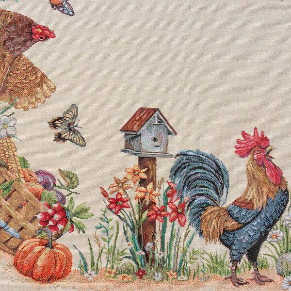 GOBELÍNOVÝ OBRUS FOWL 100X100 CM VZOROVANÁ