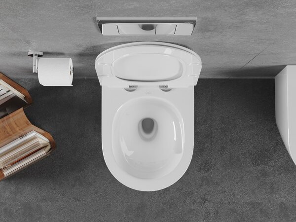 Mexen Lena, závesná WC misa 490x360x340 mm, Rimless Tornádo + toaletné WC sedadlo z duroplastu, biela lesklá, 30224000T
