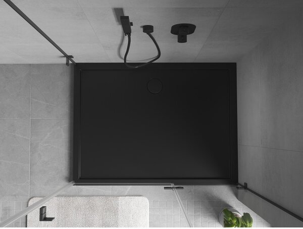 Mexen Flow, obdĺžniková sprchová vanička slim 75 x 70 cm, čierna matná, 46R707075