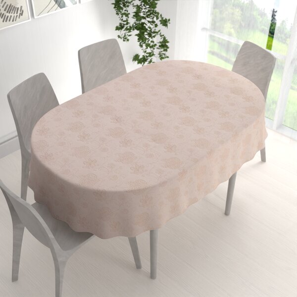 Biante Teflónový oválny obrus TF-129 Hnedé kvetované ornamenty na sivobéžovom 50x100 cm