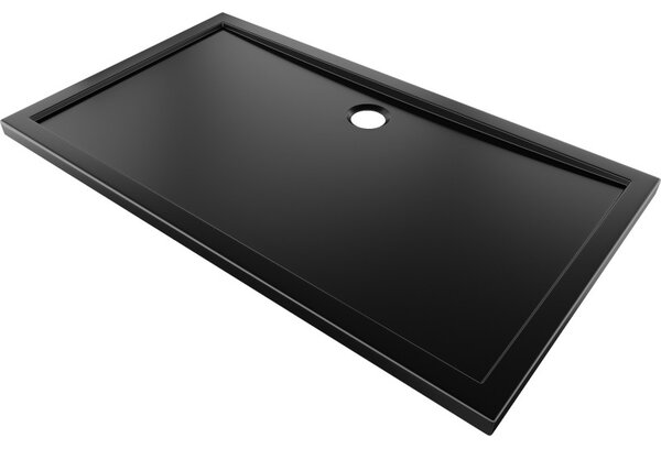 Mexen, Mexen Flow obdĺžniková sprchová vanička slim 140 x 70 cm, čierna matná, 46R707014