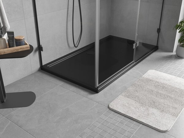 Mexen, Mexen Flow obdĺžniková sprchová vanička slim 140 x 70 cm, čierna matná, 46R707014