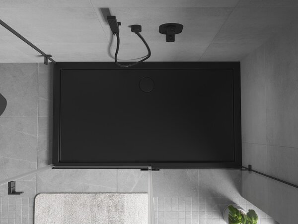 Mexen, Mexen Flow obdĺžniková sprchová vanička slim 140 x 70 cm, čierna matná, 46R707014