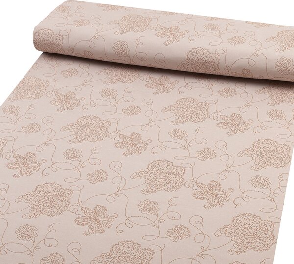 Biante Teflónový oválny obrus TF-129 Hnedé kvetované ornamenty na sivobéžovom 50x100 cm
