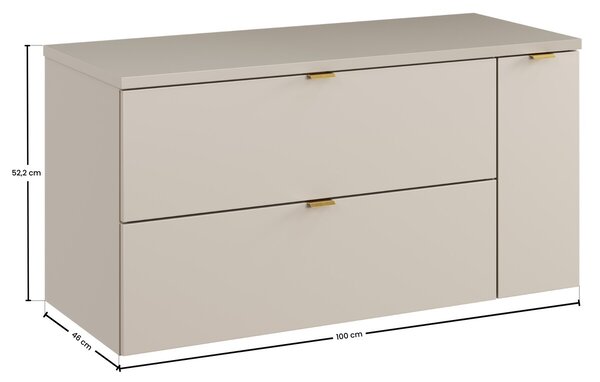 Comad Závesná skrinka pod umývadlo Dalia Cashmere s doskou 100 cm kašmírová