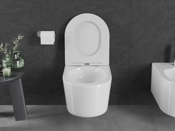 Mexen Sofia, závesná WC misa 490x360x355 mm, Rimless Tornádo, biela lesklá, 3354XX00T