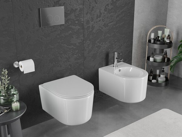 Mexen Sofia, závesná WC misa 490x360x355 mm, Rimless Tornádo, biela lesklá, 3354XX00T