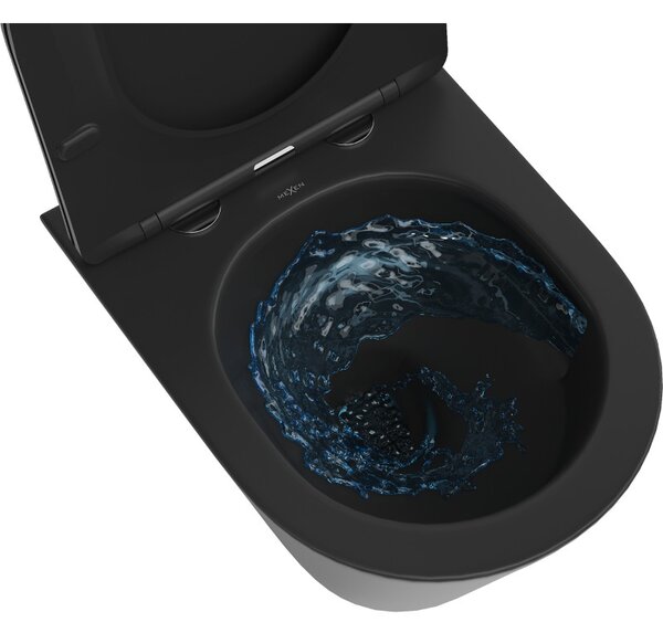 Mexen Rico, závesná WC misa 490x360x370 mm, Rimless Tornádo, čierna matná, 3372XX85T