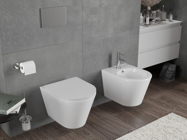 Mexen Rico, závesná WC misa 490x360x370 mm, Rimless Tornádo, biela lesklá, 3372XX00T