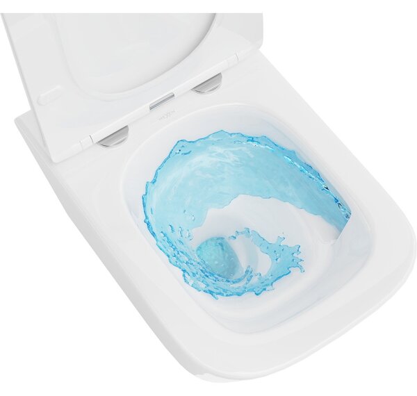 Mexen Teo, závesná WC misa 510x345x340 mm, Rimless Tornádo + WC sedadlo z duroplastu, biela lesklá, 30850600T