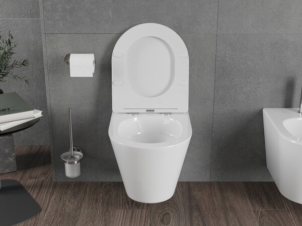Mexen Rico, závesná WC misa 490x360x370 mm, Rimless Tornádo, biela lesklá, 3372XX00T