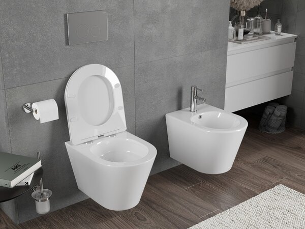 Mexen Rico, závesná WC misa 490x360x370 mm, Rimless Tornádo, biela lesklá, 3372XX00T