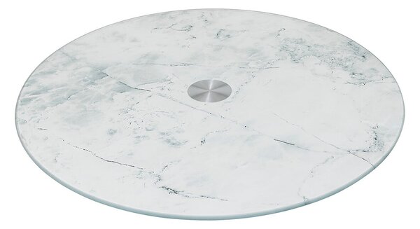 Sklenený otočný servírovací podnos White Marble, (fi) 32 cm