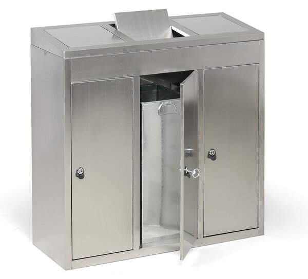 Odpadkový kôš na triedený odpad, 3x37 l, nerez