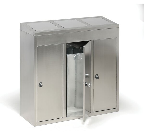 Odpadkový kôš na triedený odpad, 3x37 l, nerez