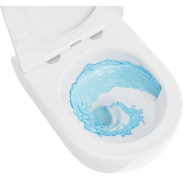 Mexen Carmen, závesná WC misa 490x365x340 mm, Rimless Tornádo + WC sedadlo z duroplastu, biela lesklá, 30880200T