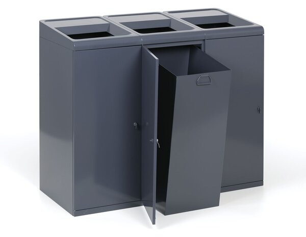Odpadkový kôš na triedený odpad, 3x108 l, sivý
