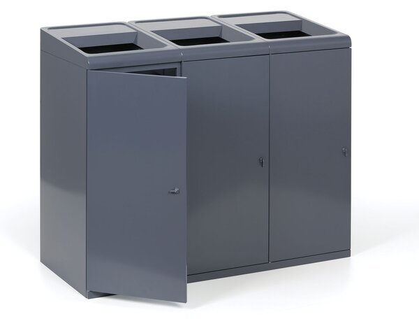 Odpadkový kôš na triedený odpad, 3x108 l, sivý