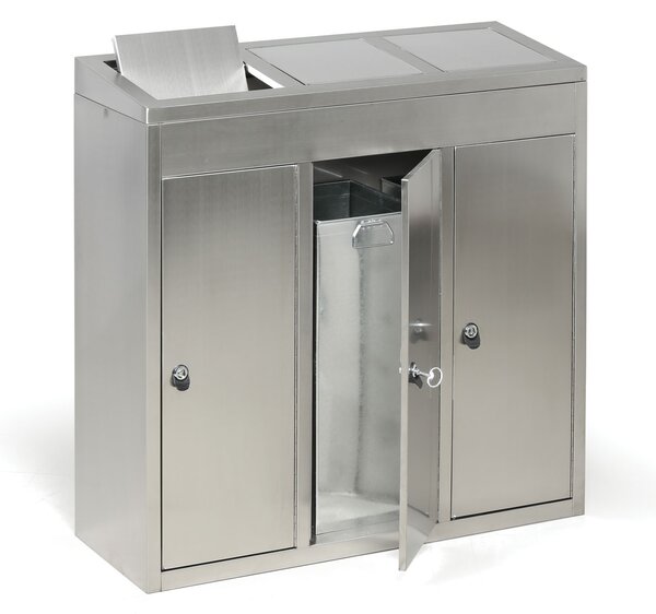 Odpadkový kôš na triedený odpad, 3x37 l, nerez