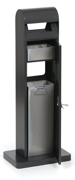 Stojanový popolník s odpadkovým košom, 11 l, sivý