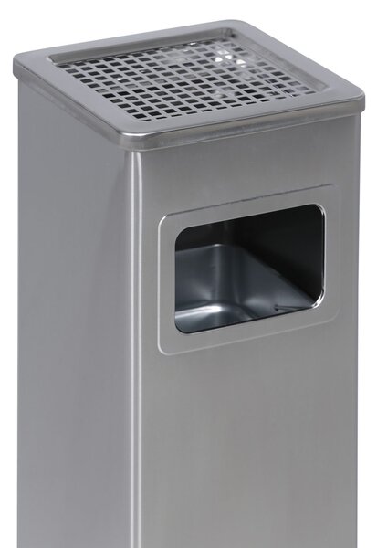 Odpadkový kôš s popolníkom a vnútornou nádobou, 11,5 l, nerez