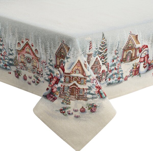 VIANOČNÝ GOBELÍNOVÝ OBRUS NOELVILLE 140X180 CM VZOROVANÝ