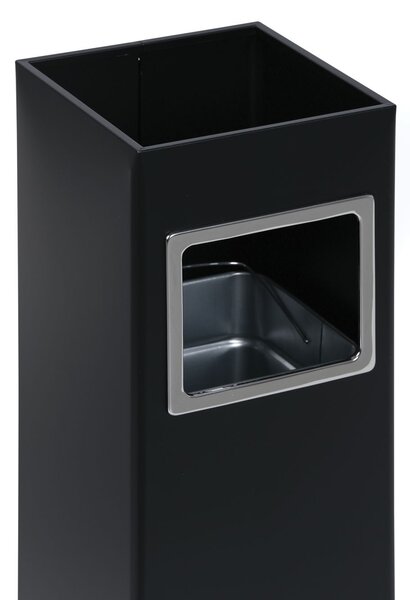 Odpadkový kôš s popolníkom a vnútornou nádobou, 11,5 l, čierny / nerez