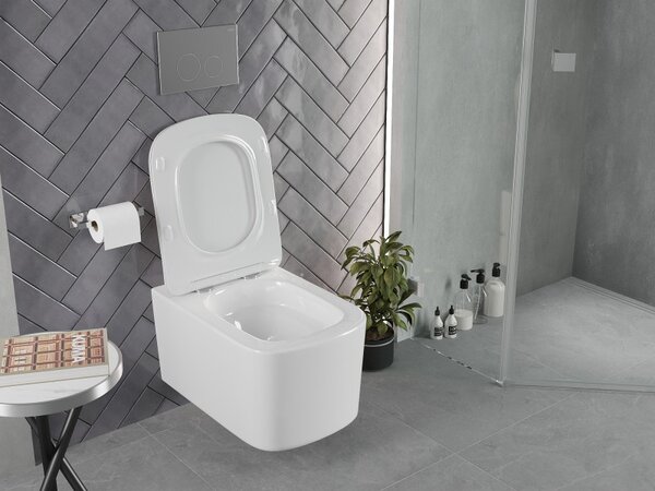Mexen Vivo, závesná WC misa 555x370x335 mm, Rimless Tornádo, biela lesklá, 3361XX00T