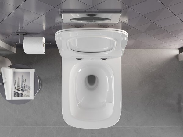 Mexen Timo, závesná WC misa 555x370x335 mm, Rimless Tornádo, biela lesklá, 3365XX00T