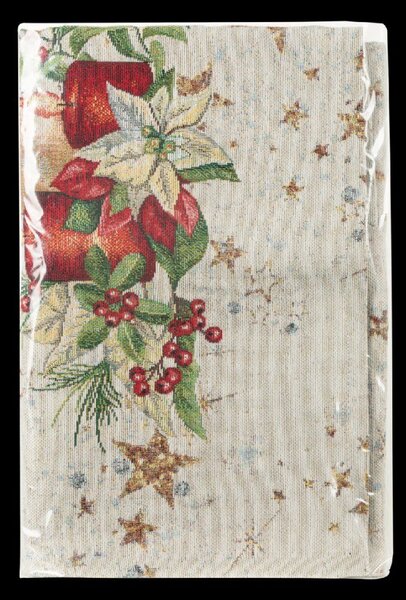 VIANOČNÝ GOBELÍNOVÝ BEHÚŇ NA STÔL CANDLES 45X140 CM VZOROVANÁ