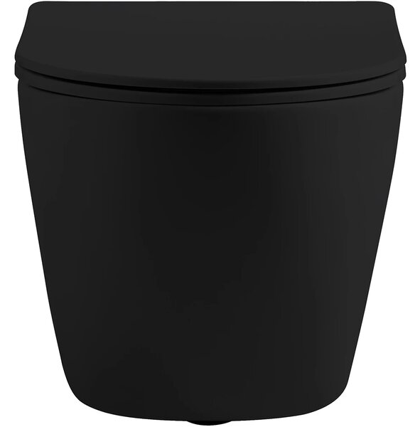 CERANO - WC závesné Cesso, Vortex + Slim/UF sedátko - čierna matná - 49x36 cm