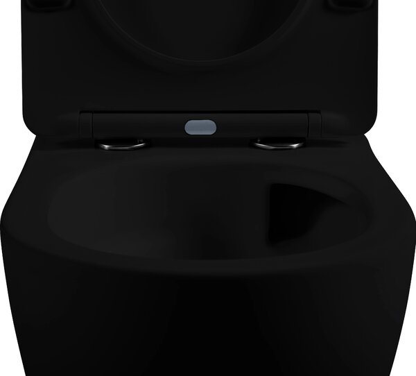 CERANO - WC závesné Cesso, Vortex + Slim/UF sedátko - čierna matná - 49x36 cm