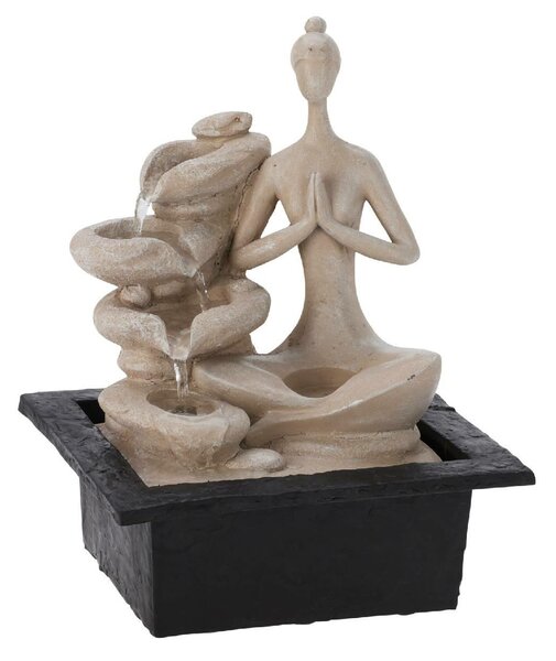 Záhradná fontána s osvetlením Yogi2, 21,5x18x28,5 cm, polistone, béžová
