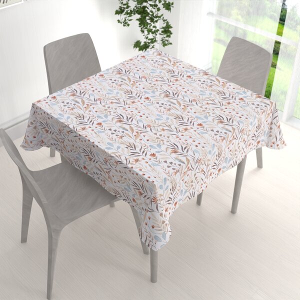 Biante Dekoračný štvorcový obrus Leona LN-163 Jesenné vetvičky na bielom 130x130 cm