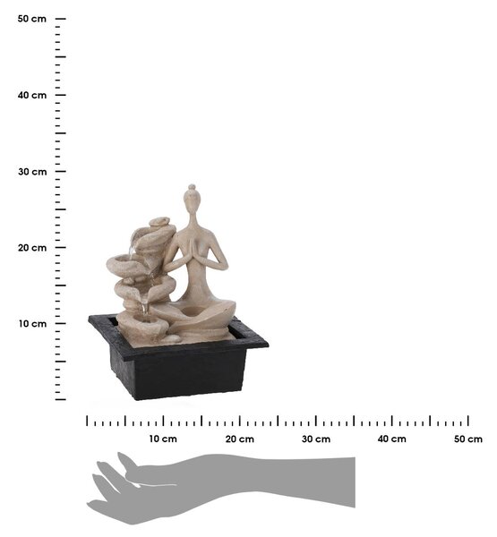 Záhradná fontána s osvetlením Yogi2, 21,5x18x28,5 cm, polistone, béžová