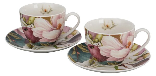 Porcelánová šálka s podšálkou Magnolie 270 ml sada 2ks
