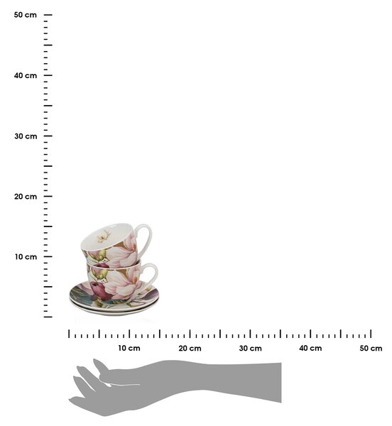 Porcelánová šálka s podšálkou Magnolie 270 ml sada 2ks