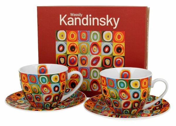Porcelánová šálka s podšálkou Kandinskij Squares 270 ml sada 2ks